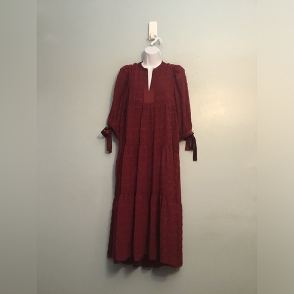 English Factory Dresses & Skirts - English Factory Burgundy Maxi Dress with Tie Sleeves